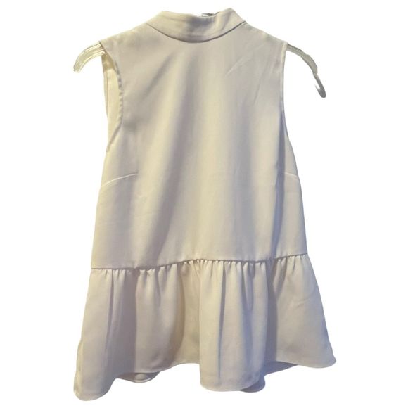 J.Crew Women's White High Neck Peplum Blouse Sleeveless Top with Collar Detail - Picture 1 of 7